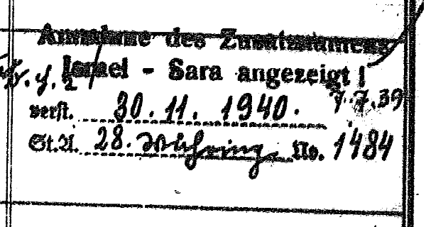 Nazi stamp on Vienna birth records